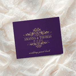 Livro De Visitas Quadro Elegante Roxo Personalizado Casamento 