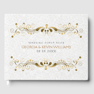 Livro De Visitas Quadro floral Dourado elegante do laço