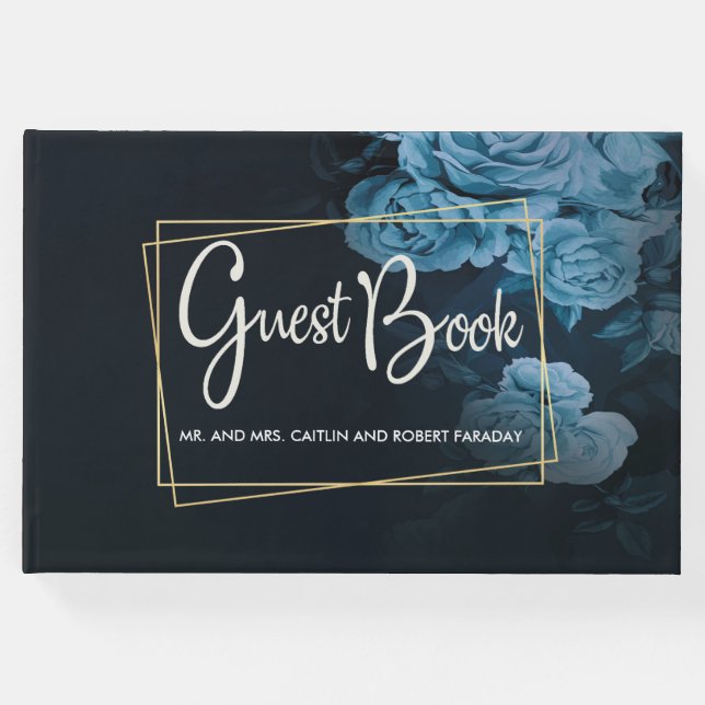 Livro De Visitas Quadro Geométrico Dourado Simples em Chic (Frente)