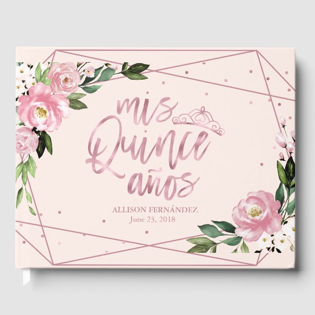 Livro De Visitas Quinceanera Blush Floral (Frente)
