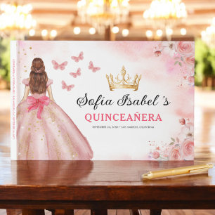 Livro De Visitas Quinceañera Blush Princesa Floral Borboletas Doura
