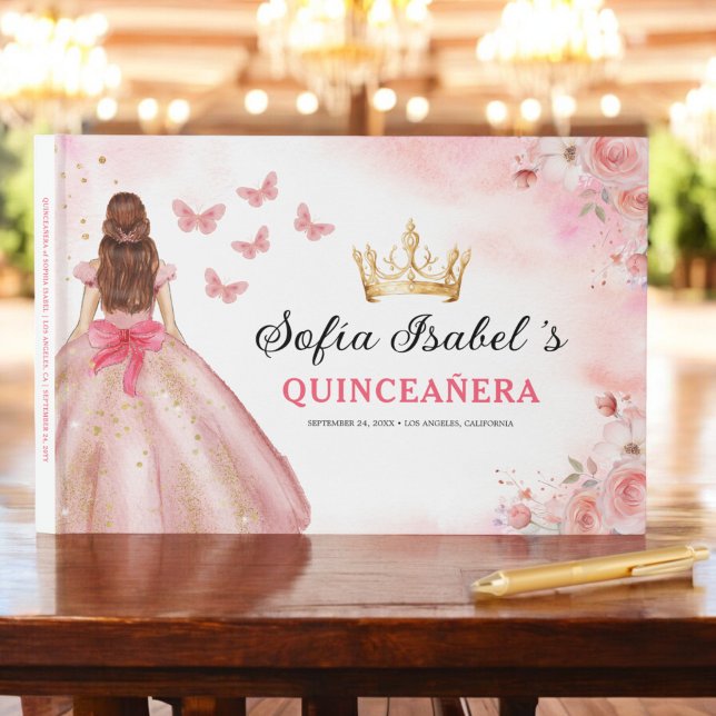 Livro De Visitas Quinceañera Blush Princesa Floral Borboletas Doura (Criador carregado)