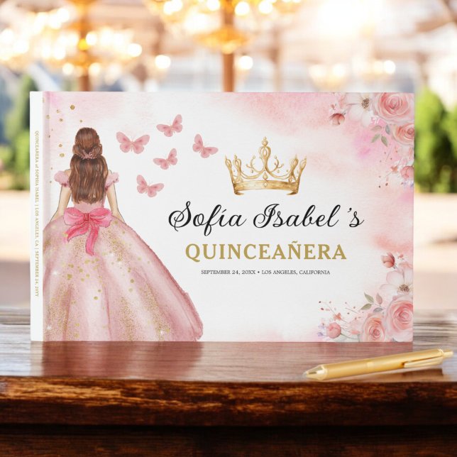 Livro De Visitas Quinceañera Blush Princesa Floral Borboletas Doura (Criador carregado)