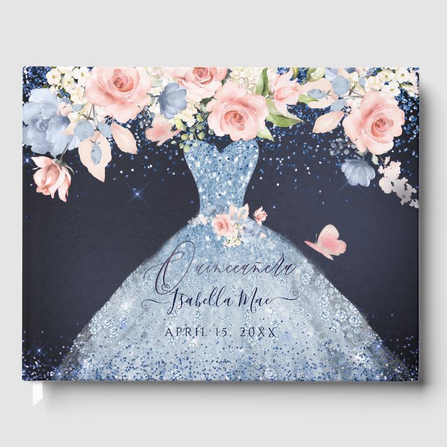 Livro De Visitas Quinceanera Blush Princesa Glitter Gown Confetti G (Frente)