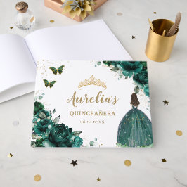 Livro De Visitas QUINCEAÑERA Emerald Green Floral Rosas Princesa