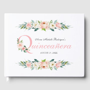 Livro De Visitas Quinceanera Floral Feminina Rosa Escamosa