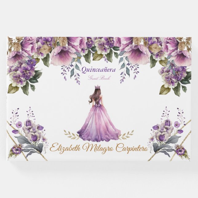 Livro De Visitas Quinceañera Guest Book Lilac (Frente)