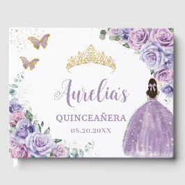 Livro De Visitas QUINCEAÑERA Lavanda Lilac Purple Floral Princesa