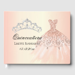 Livro De Visitas Quinceanera rosa Dourada Personalizada