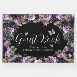Livro De Visitas Quinceañera Roxo Gótico e Moody Negra