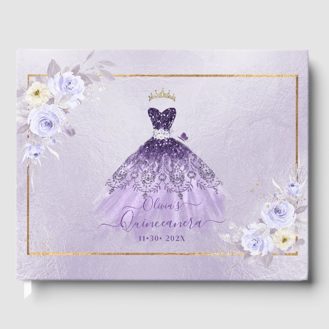 Livro De Visitas Quinceanera Roxo Roxo do ArtsApp H2 (Frente)