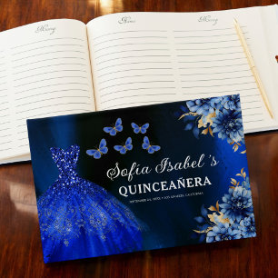 Livro De Visitas Quinceañera Royal Blue Princess Butflies