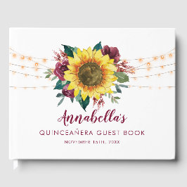 Livro De Visitas Quinceanera Sunflower Lights Floral Birday