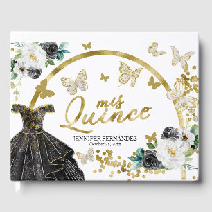 Livro de Visitas Quinceanera Vestido Preto Borbole