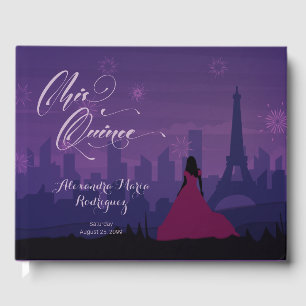 Livro De Visitas Quinto Fogos de Artifício de Paris Rosa Púrpura