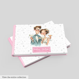 Livro De Visitas Quirky Casal Wedes Guest Book Funny Watercolor