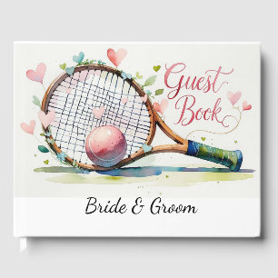 Livro De Visitas Racket de tênis e bola com tema de casamento do co