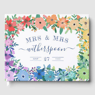 Livro De Visitas Rainbow Flowers Sra. & Sra. Wedding Guestbook