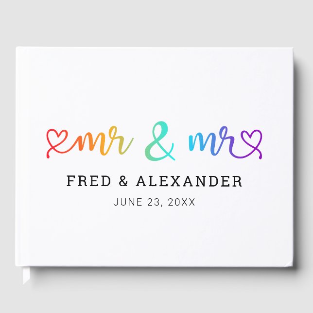 Livro De Visitas Rainbow Heart Script Mr & Mr Gay Wedding (Frente)