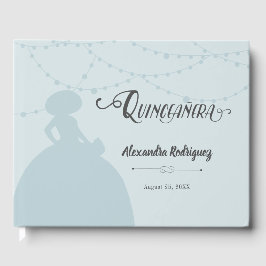 Livro De Visitas Rainy Day Blue Charro Silhouette Quinceanera