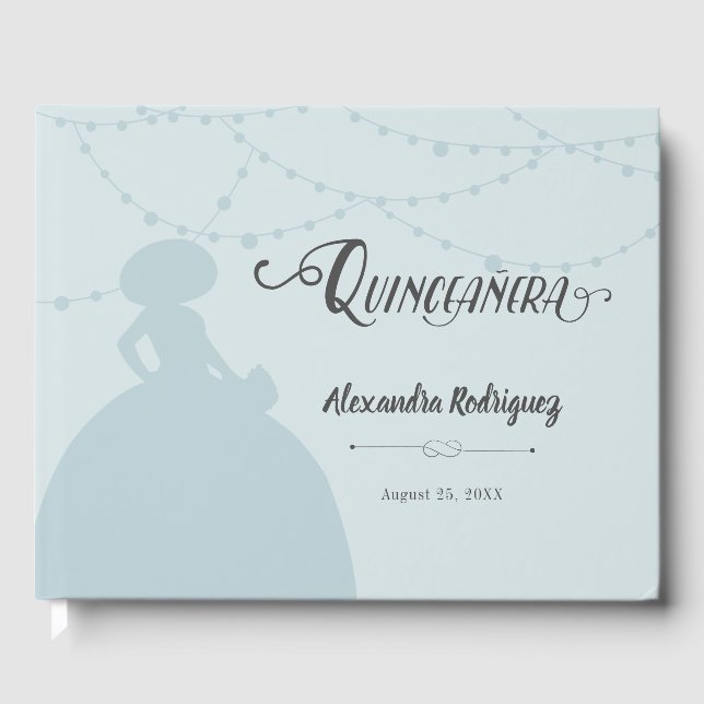 Livro De Visitas Rainy Day Blue Charro Silhouette Quinceanera (Frente)