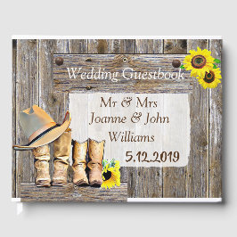 Livro De Visitas Raízes de Cowboy Rustic e Casamento de Girassol