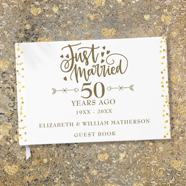 Livro De Visitas Recem casados 50º Aniversário de Casamento (Just Married 50th Wedding Anniversary Guest Book)