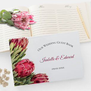 Livro De Visitas Recepção de Casamento Floral Botânica Rosa Protea