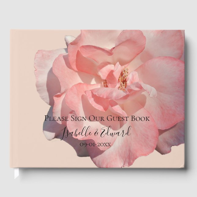 Livro De Visitas Recepção de casamento Floral Rosa Rosa-Rosa Elegan (Frente)