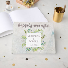 Livro De Visitas Recepção de casamento Rustic Boho Eucalyptus Green