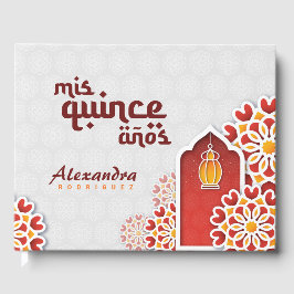 Livro De Visitas Red Orange Yellow Flower Arabe Night Quinceañera