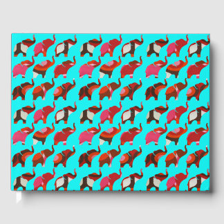 Livro De Visitas Red & Pink Retro Elephants