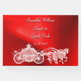 Livro De Visitas Red Princess Coach & Horses Sweet 16