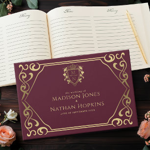 Livro De Visitas Red Royal Fantasy Monograma Wedding