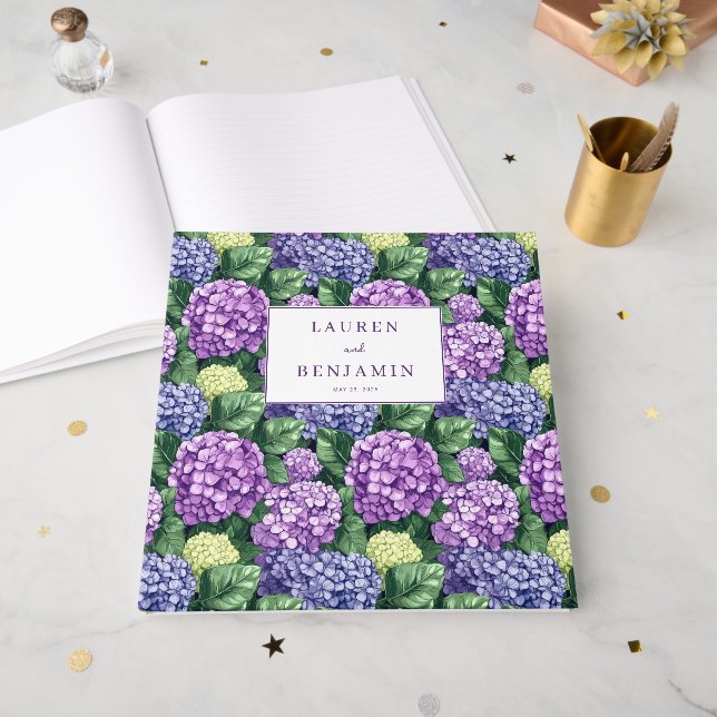 Livro De Visitas Refined Purple Floral Pattern (Frente aberta)