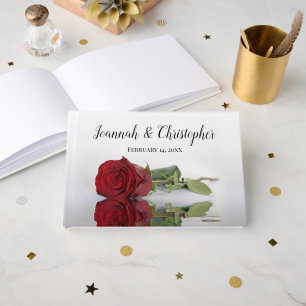 Livro De Visitas Refletindo Casamento Romântico de Rosas vermelhas