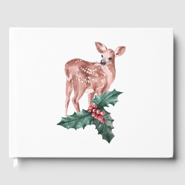 Livro De Visitas Reindeer De Inverno De Casamento De Natal Vermelho (Frente)