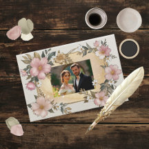 Renaissance Floral Frame Weding Guest Book