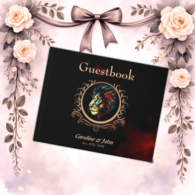 Livro De Visitas Retrato da cabeça de leão estilizado em Mandala (Criador carregado)