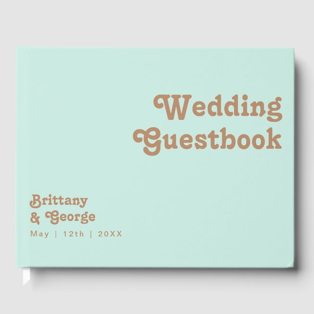 Livro De Visitas Retro Beach | Guestbook Aqua Wedding (Frente)