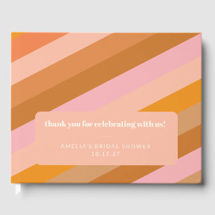 Livro De Visitas Retro Rosa Laranja Agradecimento Personalizado par