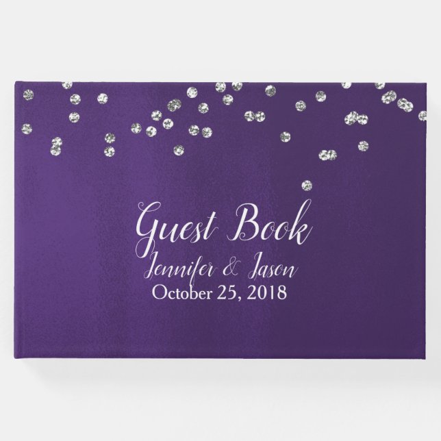 Livro De Visitas Rich Ultra Violet com Sparkles Weds Guest Book (Frente)