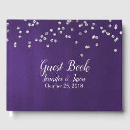 Livro De Visitas Rich Ultra Violet com Sparkles Weds Guest Book