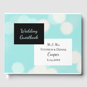 Livro De Visitas Robin Egg Blue e Black Elegant Weding