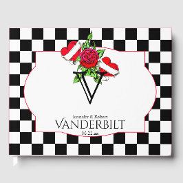 Livro De Visitas Rockabilly Hearts Rosa Wedding Guest Book
