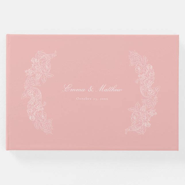 Livro De Visitas Rococo Marie Antoinette Botânica Rosa (Frente)