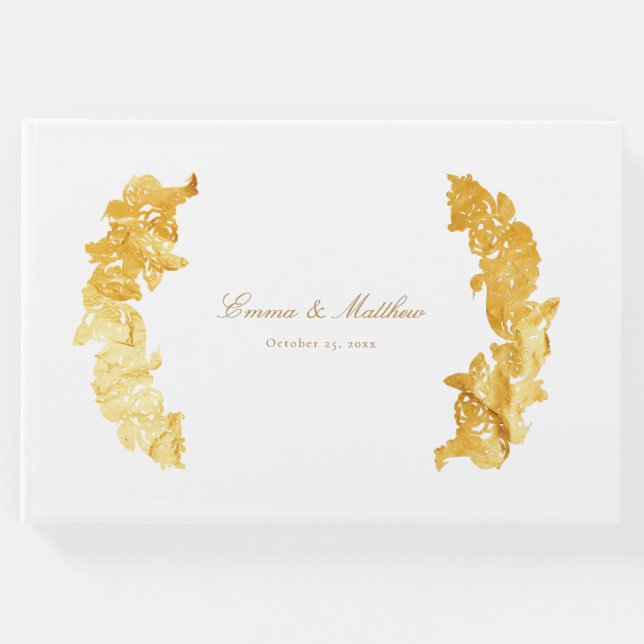 Livro De Visitas Rococo Marie Antoinette Ouro Botânico (Frente)