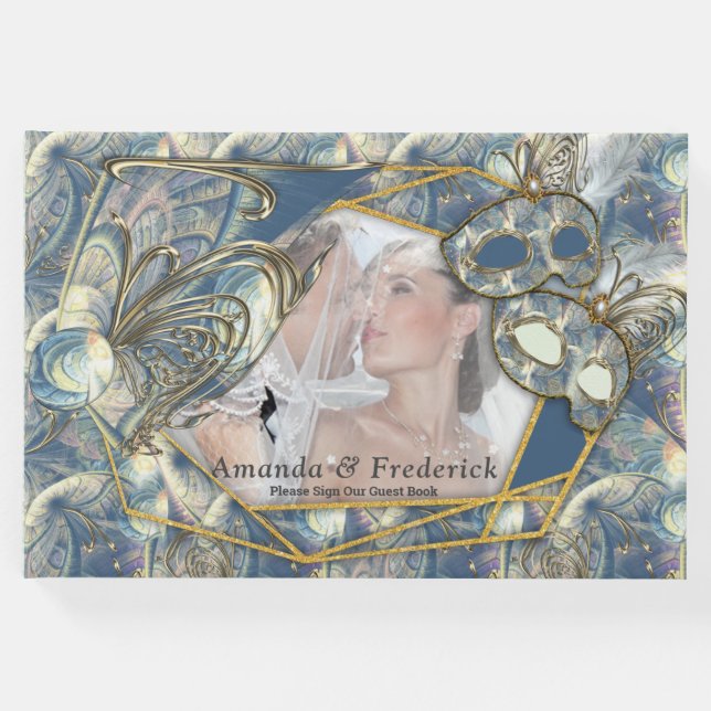 Livro De Visitas Rococo Rich Pattern design com Máscaras (Frente)
