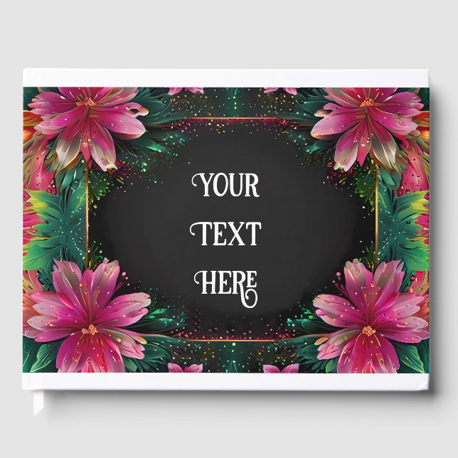 Livro De Visitas Romance Brilhante: Um Tema De Casamento Floral De  (Frente)