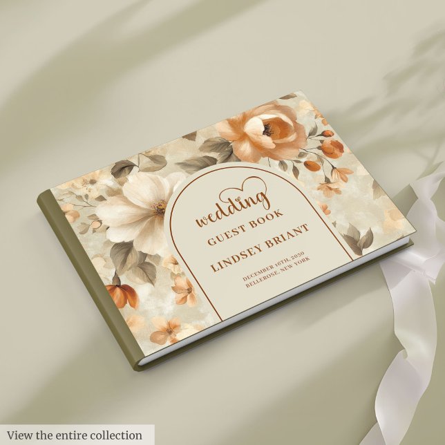 Livro De Visitas Romantic Boho Copper Ivory Sage Flower Wedding  (Romantic Boho Copper Ivory Sage Flower Wedding Guest Book)